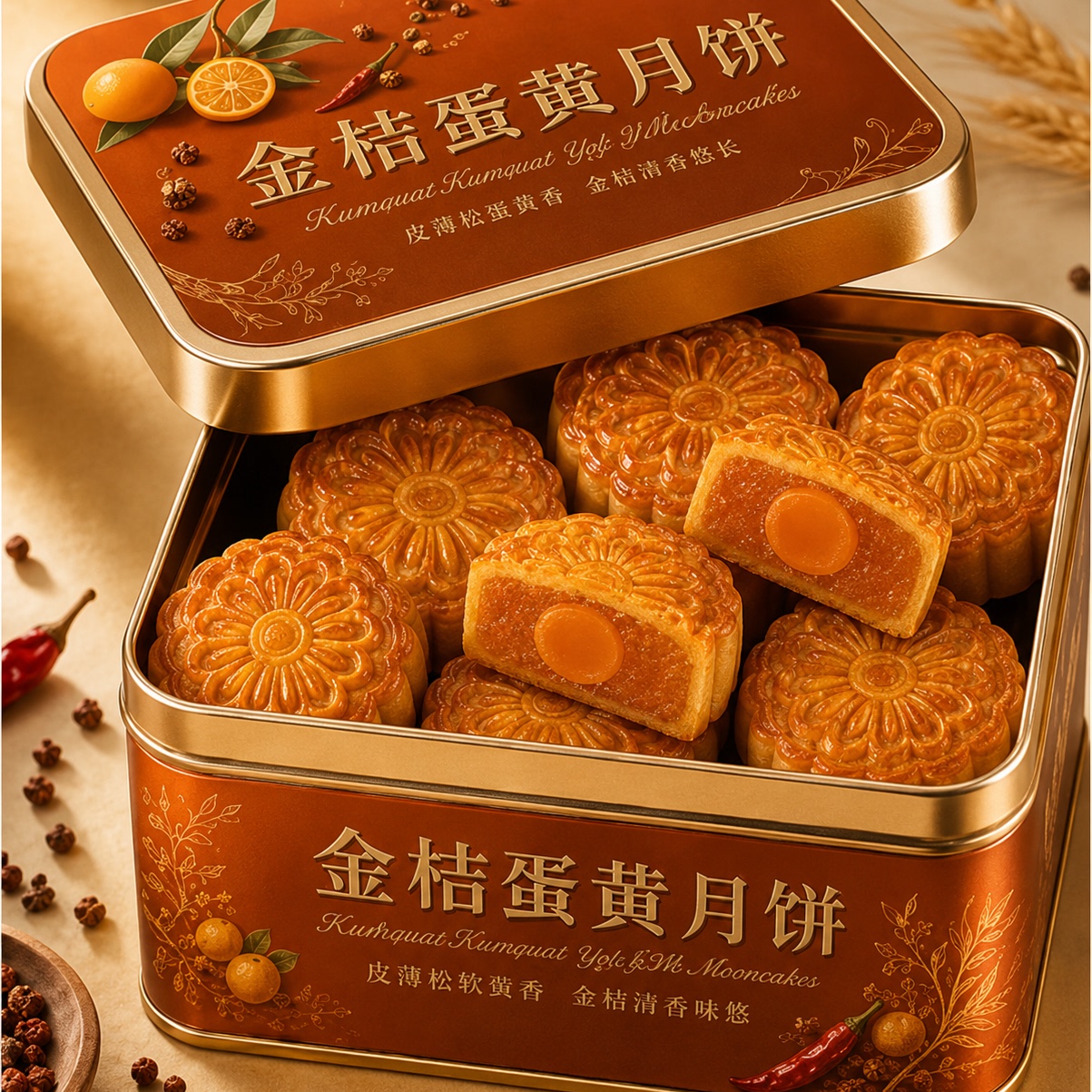正宗广式金桔蛋黄月饼官方旗舰店手工传统无添加糕点中秋月饼送礼