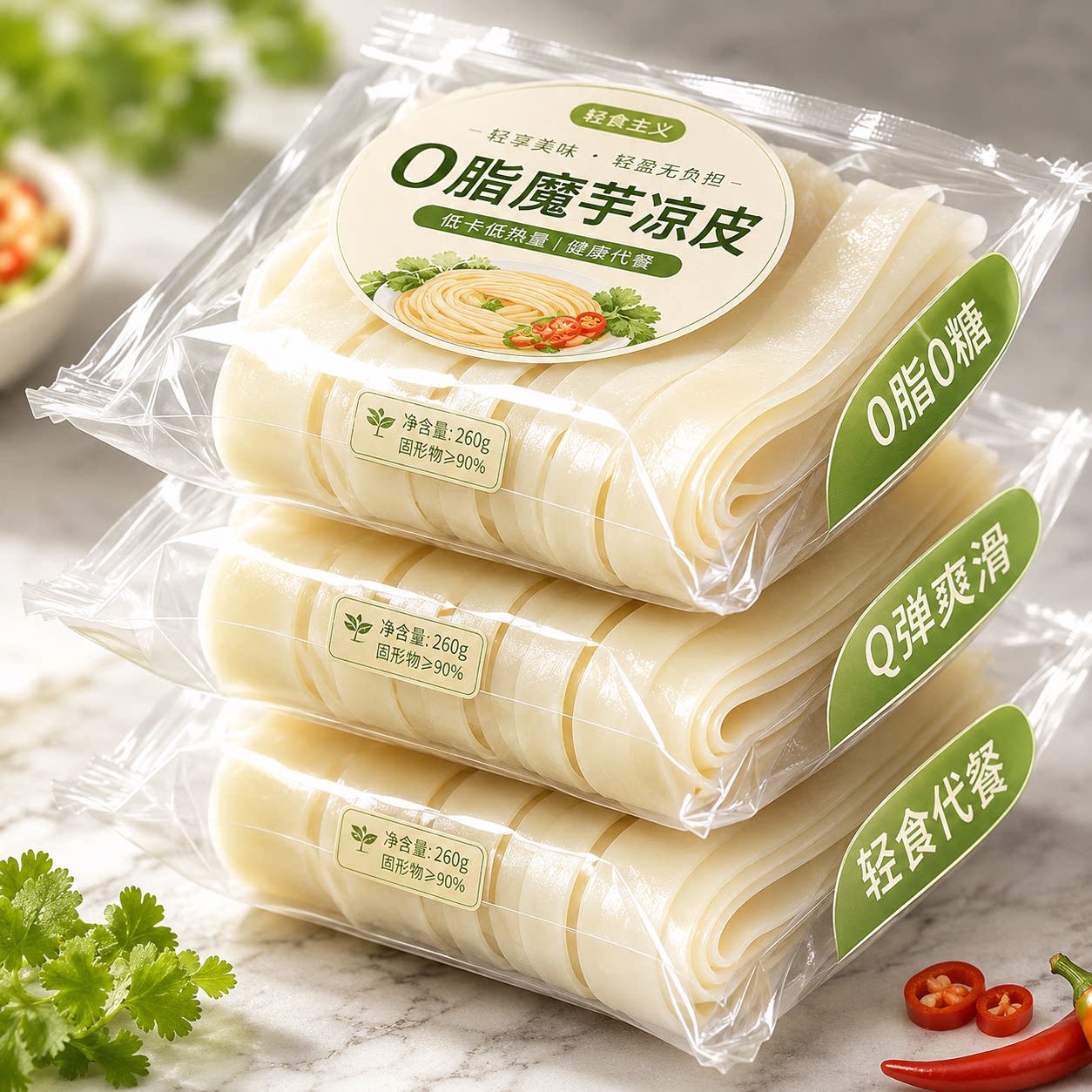 陕西正宗魔芋凉皮开袋即食减低脂期主速食代餐控爆肚免煮商用批发