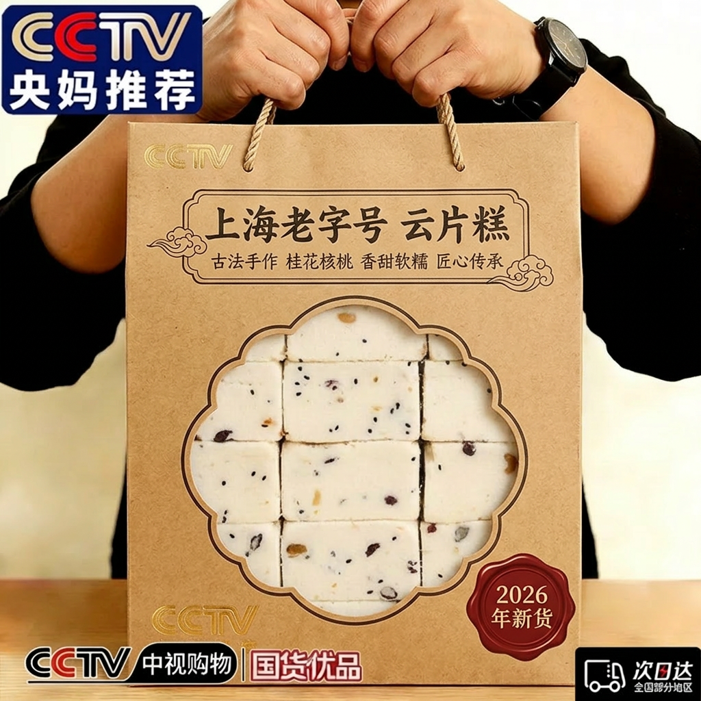 上海正宗云片糕老字号独立小包装无糖千层茯苓八珍糕官方旗舰店