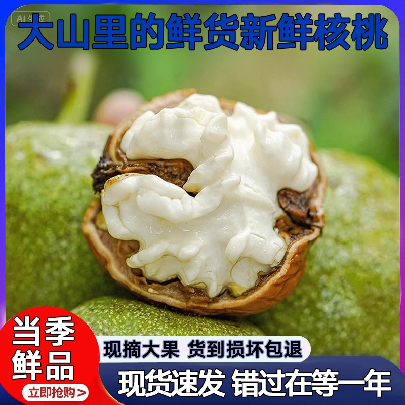 鲜核桃2025新货带青皮湿核桃去绿皮生核桃薄皮孕妇专用嫩黑桃新货