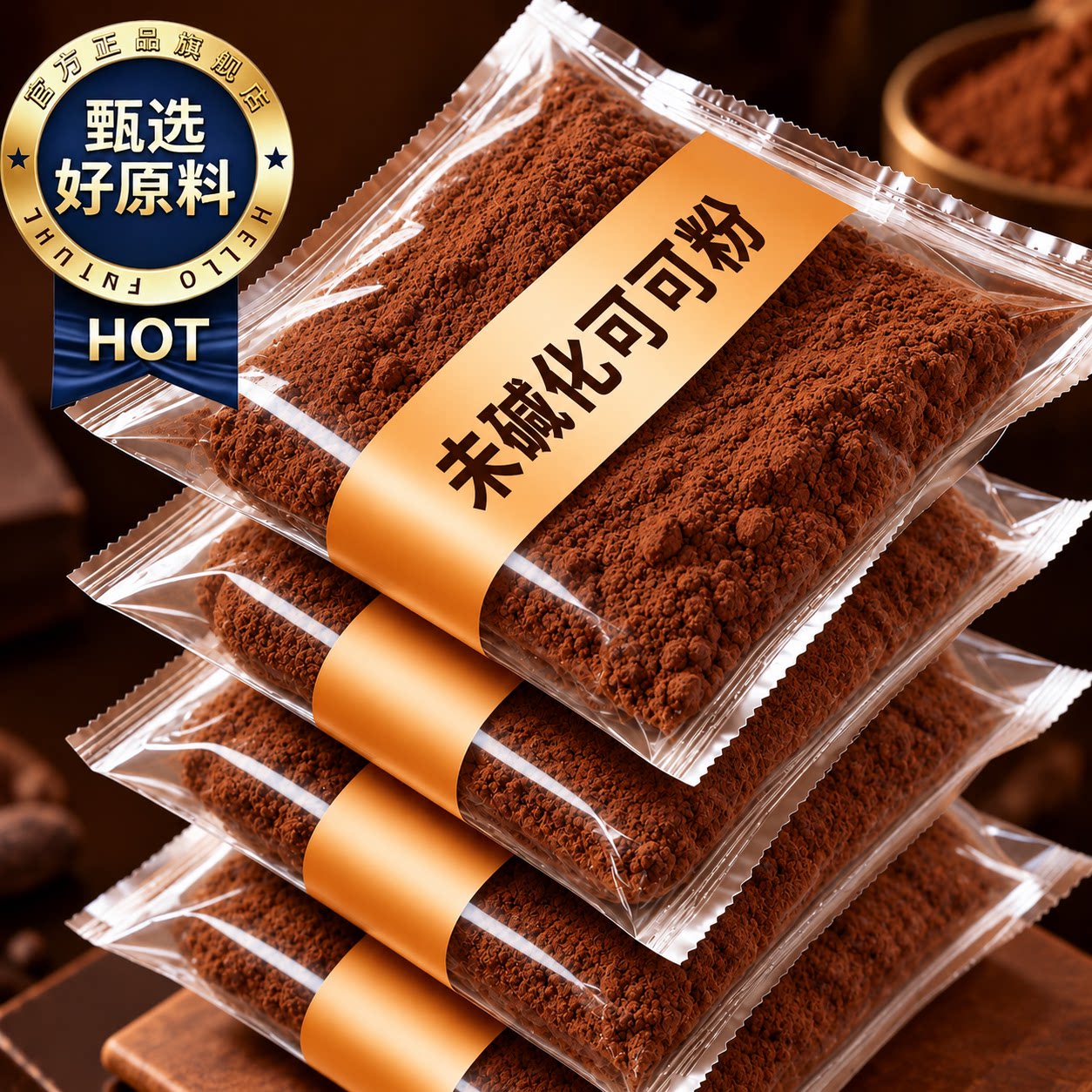 生可可粉未碱化纯天然代餐无糖精特级肥巧克力官方冲饮专用旗舰店