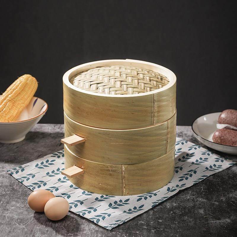 四川竹编制品竹品蒸笼家用餐具手工编织蒸包子神器青皮馒头筐食u.