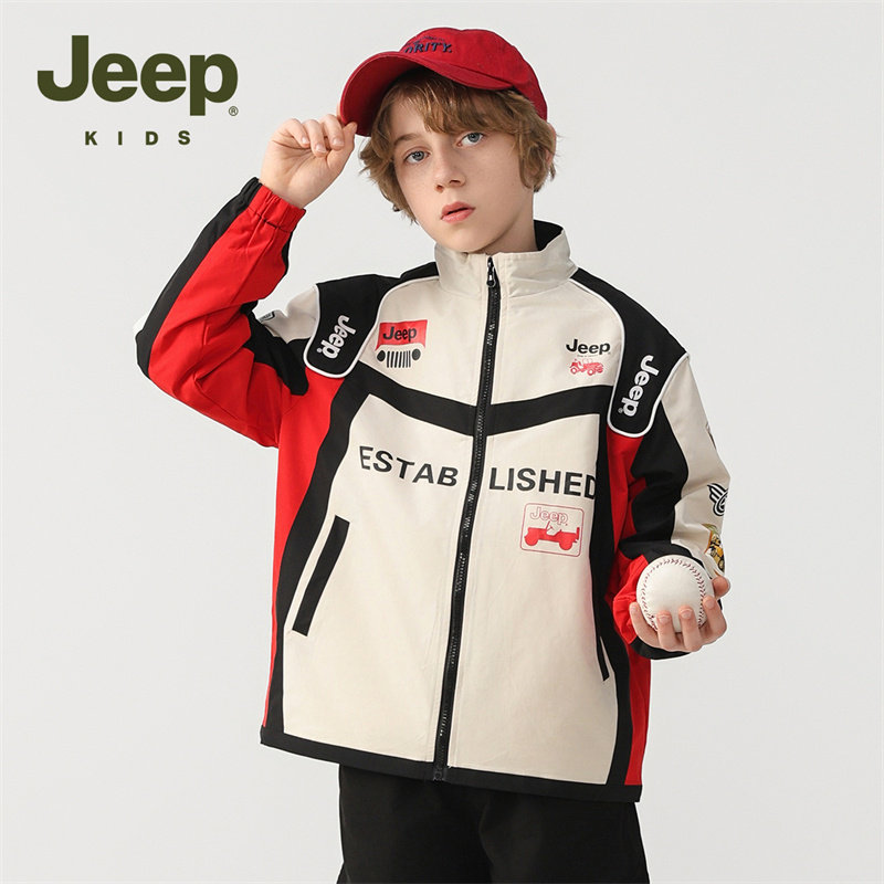 Jeep吉普儿童外套拼色赛车夹克