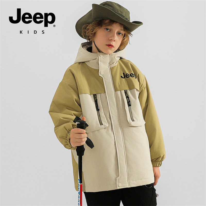 Jeep吉普童装儿童棉服外套2026年春季新款男童中大童连帽保暖棉衣