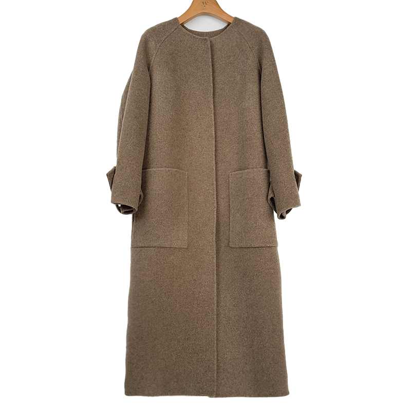 【潇潇】长117.5 圆领暗扣双面呢大衣外套FC535-5RM