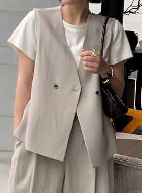 【文颖Eve】春秋新款宽松显瘦V 领西装马夹 H55781-LY