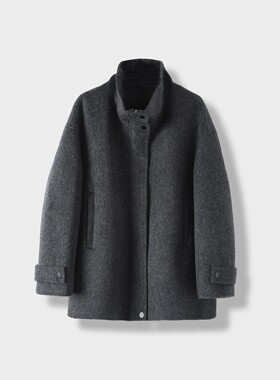 【文颖Eve】高领毛呢外套侧兜款H55760-MM