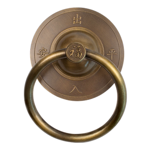 中式大门全铜拉手仿古门把手老式庭院木门拉环纯黄铜圆形实心门环