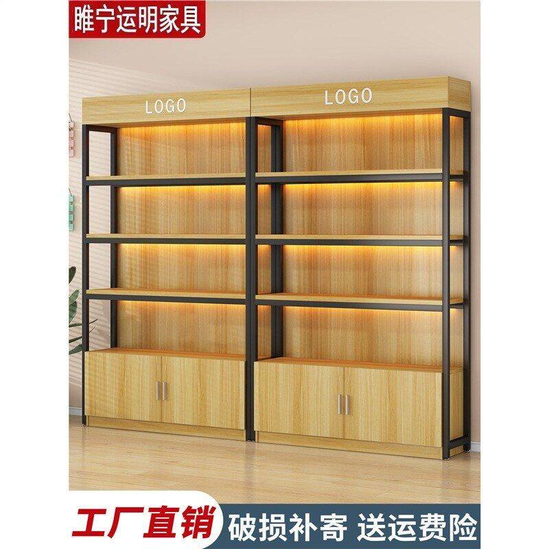 货架展示柜钢木置物架可调节陈列架落地简易超市多层收纳储物柜子