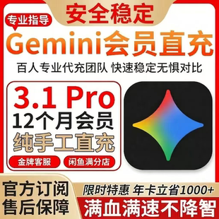 【Gemini3.1稳定满血】Gemini pro 3.1/ 3.0 veo nano会员代充