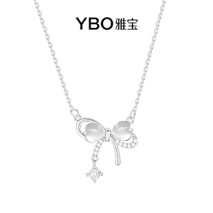 「猫眼石蝴蝶结」纯银的s999正品项链女款2025新款生日礼物女生