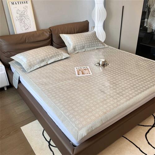 夏季凉感A类床笠款冰丝席三件套可水洗机洗空调凉席提花软席子