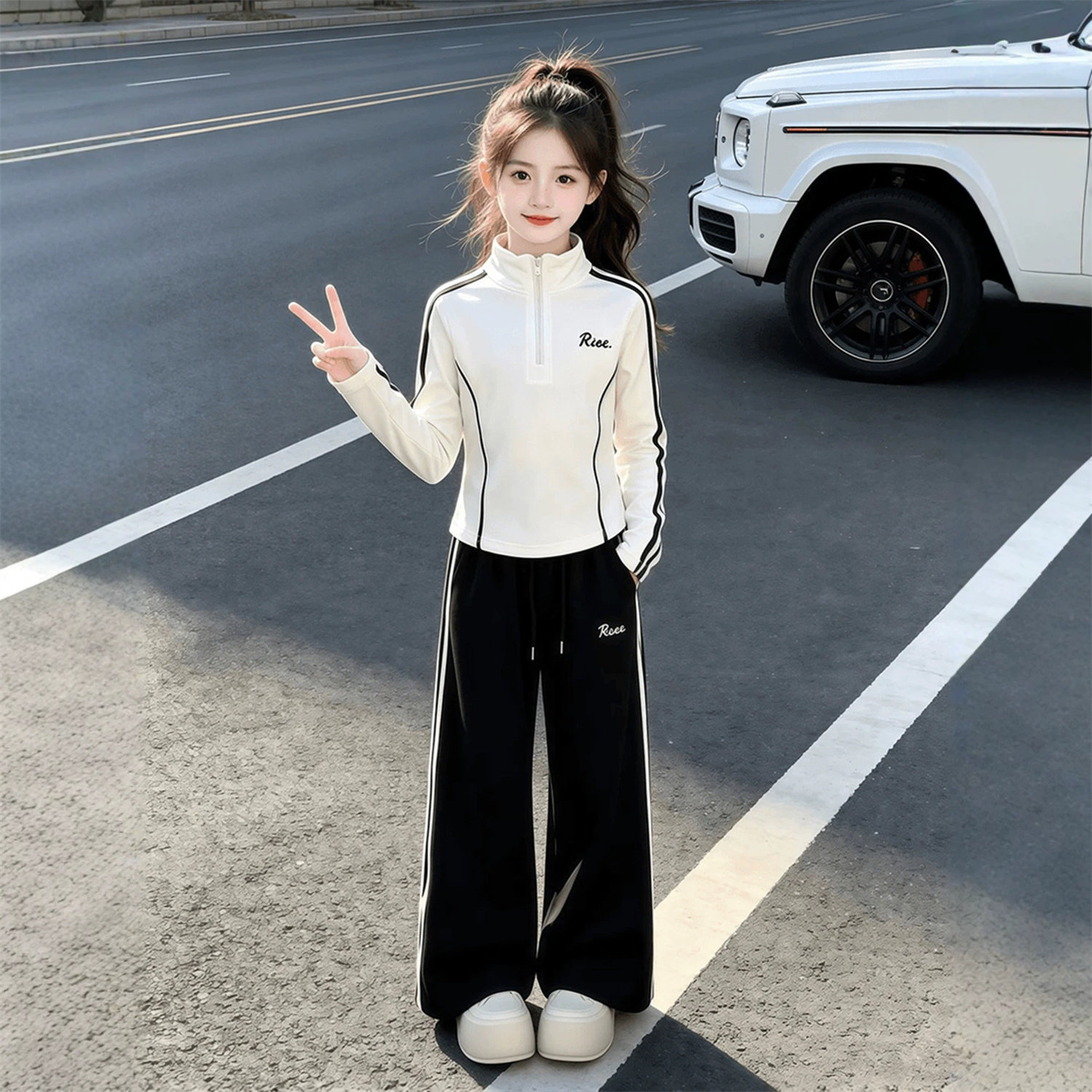 女童运动套装秋装新款小女孩拉链卫衣休闲卫裤儿童时尚韩系两件套