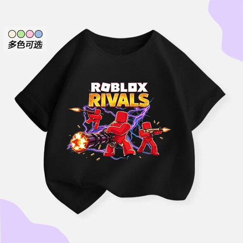 跨境新品Roblox Rivals衣服儿童t恤短袖夏装休闲圆领半袖男女童装