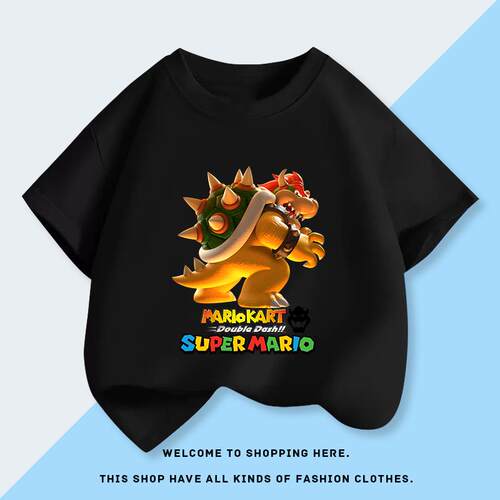 酷霸王Bowser Koopa库巴男童纯棉短袖T恤夏款儿童亲子装卡通上衣