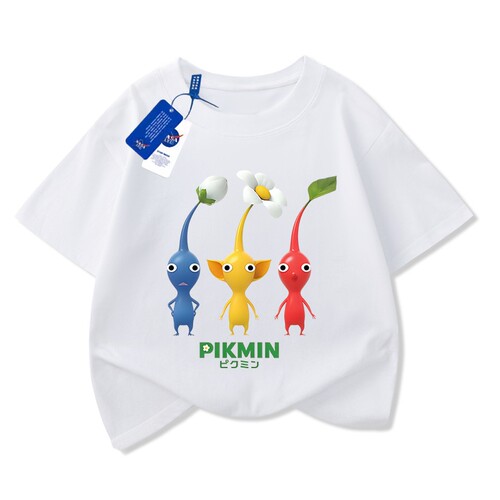 皮克敏PIKMIN4周边童装夏季儿童纯棉圆领短袖t恤男女童T恤衫上衣