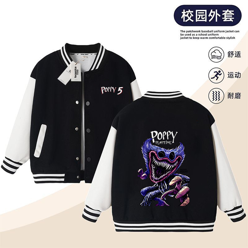 波比的游戏时间男童棒球服春秋季款韩版学生卡通衣服儿童外套上衣