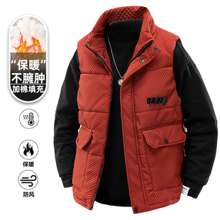 冬季潮流男装加厚保暖立领棉马甲胖大码加肥宽松坎肩外套无袖马夹