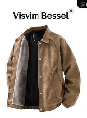 VISVIM BESSEL冬装外套男冬季加厚高级感痞帅美式男装皮衣夹克男