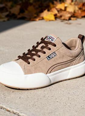 LSFG 男鞋秋季新款低帮帆布鞋男士防臭圆头个性潮流高颜值潮鞋