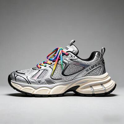 LSFG 新款银色老爹鞋男秋季休闲运动鞋耐磨潮鞋