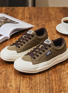 LSFG 秋冬美拉德复古帆布鞋休闲百搭厚底板鞋