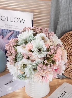 玫瑰花墙扶郎花束非洲菊太阳花仿真花家居装饰婚庆手捧花MW83115