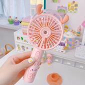 小风扇带水雾卡通喷雾便携式 儿童学生USB可充电加湿迷你电风扇