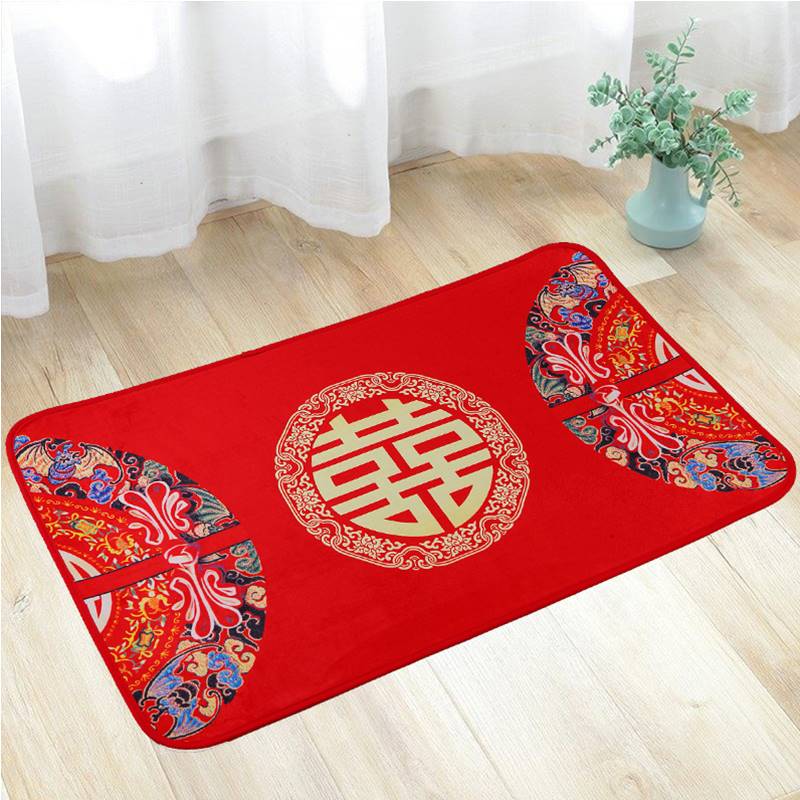婚庆结婚用品新房装饰卧室房门地垫地毯门垫婚房布置创意喜字脚垫