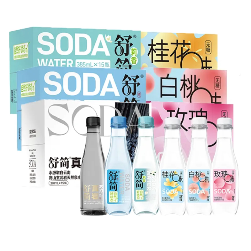 舒简苏打水饮料整箱385ml*15瓶