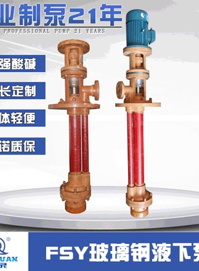 上海连泉 FSY耐腐蚀长轴立式单双管液下泵  40FSY-25玻璃钢液下泵