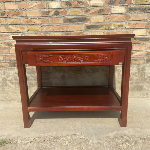 茶几小户型茶桌沙发边桌实木抽屉角几客厅新中式榆木正方形小桌子