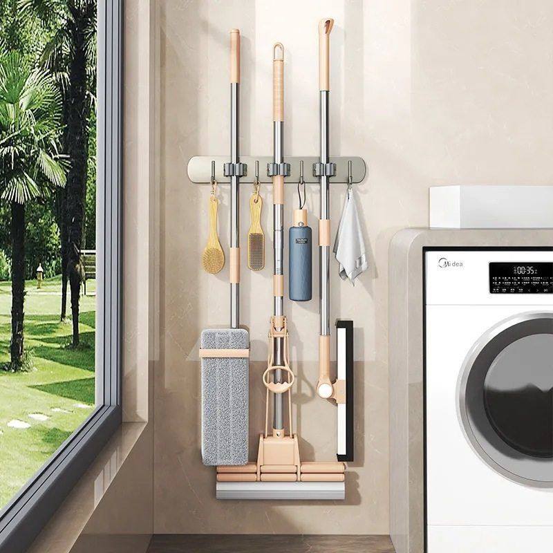 移动墙上拖把壁挂夹不锈钢挂钩免打孔卫生间收纳扫把固定架拖把夹,家装主材,卫浴置物架,淘宝优惠券,粉丝福利购,淘宝优惠卷