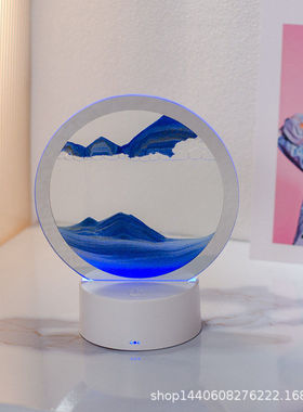 3d玻璃流沙画摆件礼物夜灯台灯usb插电客厅家居摆件少少女礼物