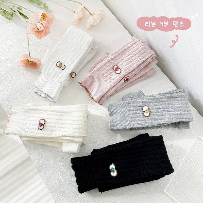 春季新款日系蝴蝶结儿童九分裤 纯色百搭花边袜口女童打底裤,童装/婴儿装/亲子装,儿童袜子(0-16岁),淘宝优惠券,粉丝福利购,淘宝优惠卷