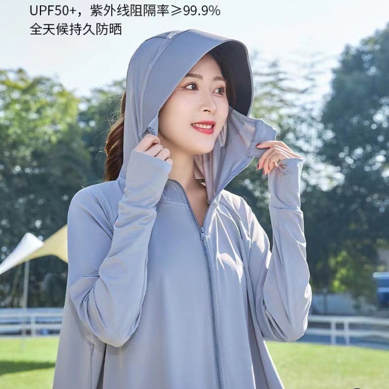 2025新款冰丝防晒衣女UPF50+透气防紫外线斗篷款防晒服黑胶帽檐