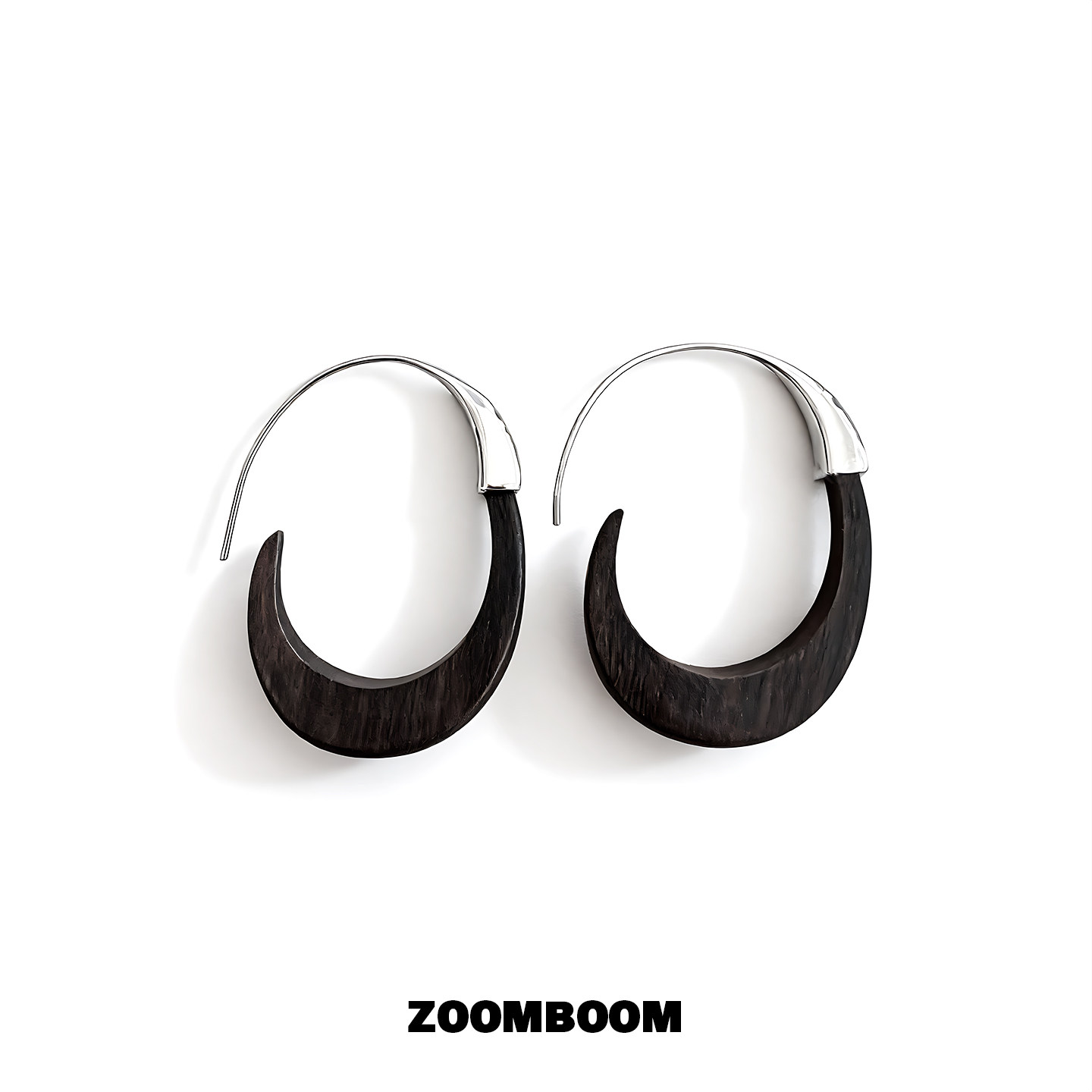ZOOMBOOM 木质月牙耳环女气质极简复古高级设计感轻奢耳饰
