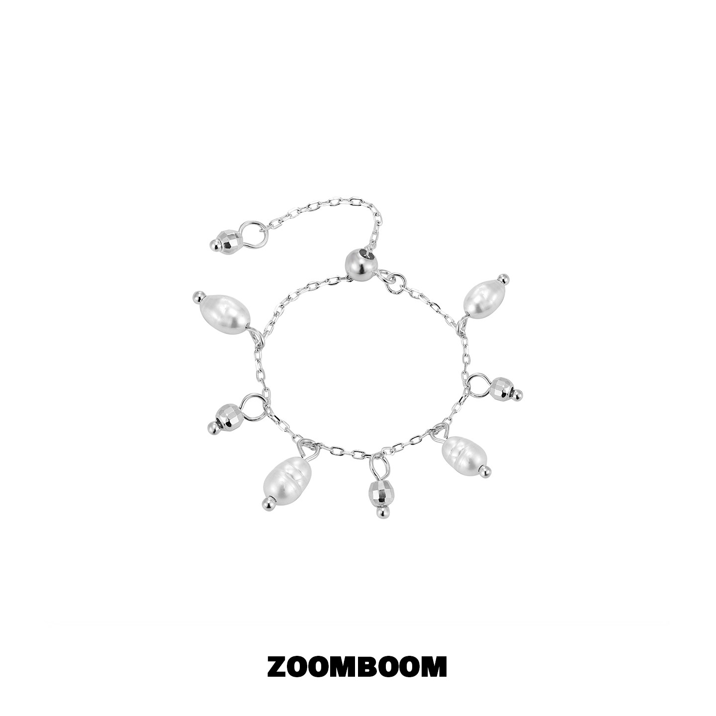 ZOOMBOOM 925银天然珍珠流苏戒指女小众独特高级感可调节指环