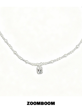 ZOOMBOOM 贝珠方闪钻项链女气质日韩甜美百搭锁骨链