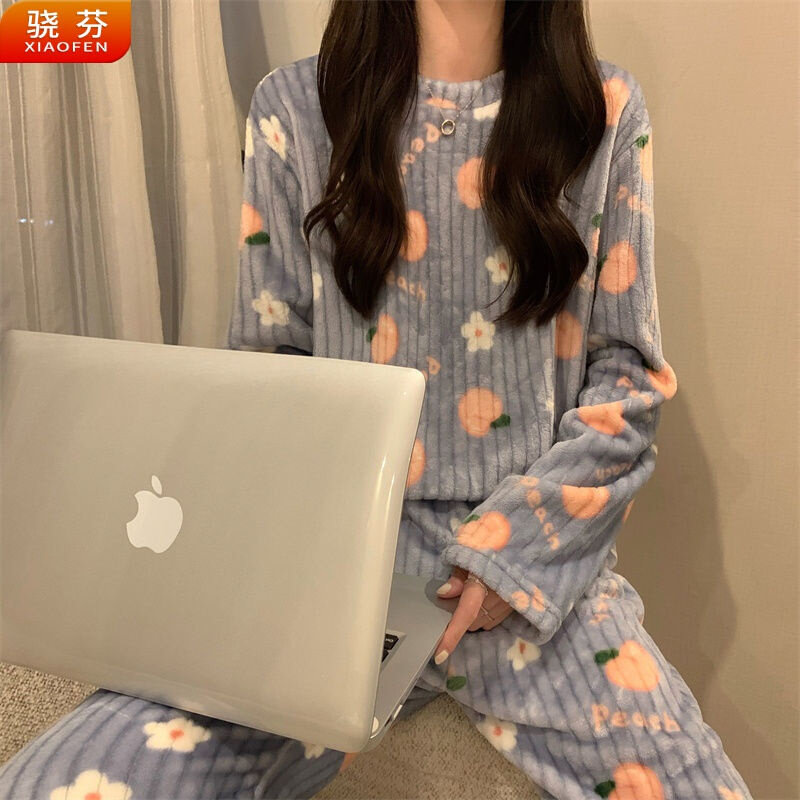 骁芬可爱甜美秋冬珊瑚绒暖暖睡衣女可外穿新款珊瑚绒保暖加厚长袖高性价比高么？