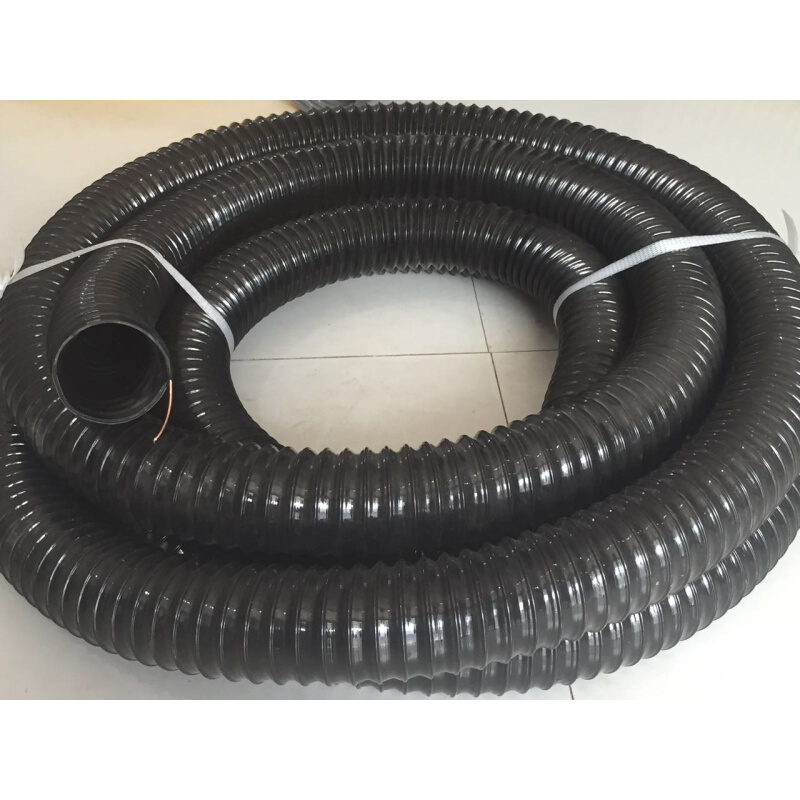 0.9pu吸尘管木屑伸缩通风管木工雕刻机聚氨酯镀铜钢丝管黑色软管