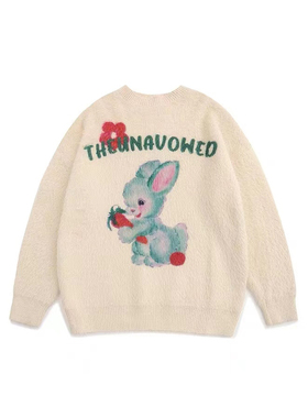 Robbery 温精灵同款复古卡通兔子秋冬慵懒风宽松本命年针织毛衣女