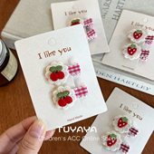 宝宝可爱草莓发夹婴儿全包胎毛夹儿童刘海发卡夹子头饰不伤发发饰