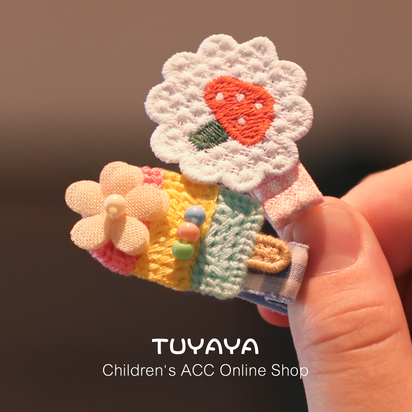 宝宝手工串珠编织款发夹