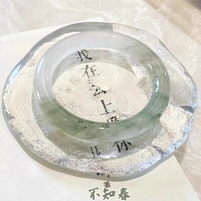 正品天然新疆天山翠手镯玉镯女款雪翠金丝玉圆条镯子非翡翠送礼