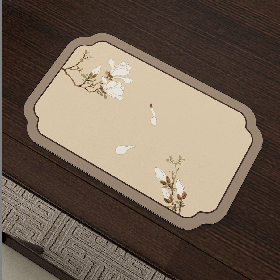 餐垫白玉兰新中式皮革防水防油防烫桌垫国风简约隔热垫餐盘垫垫,居家布艺,餐垫,淘宝优惠券,粉丝福利购,淘宝优惠卷
