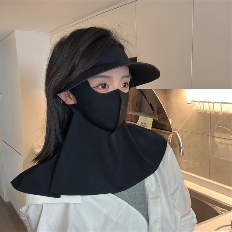 风吹不跑骑行防晒帽可拆卸脸基尼防晒面罩全脸防紫外线修饰脸型女