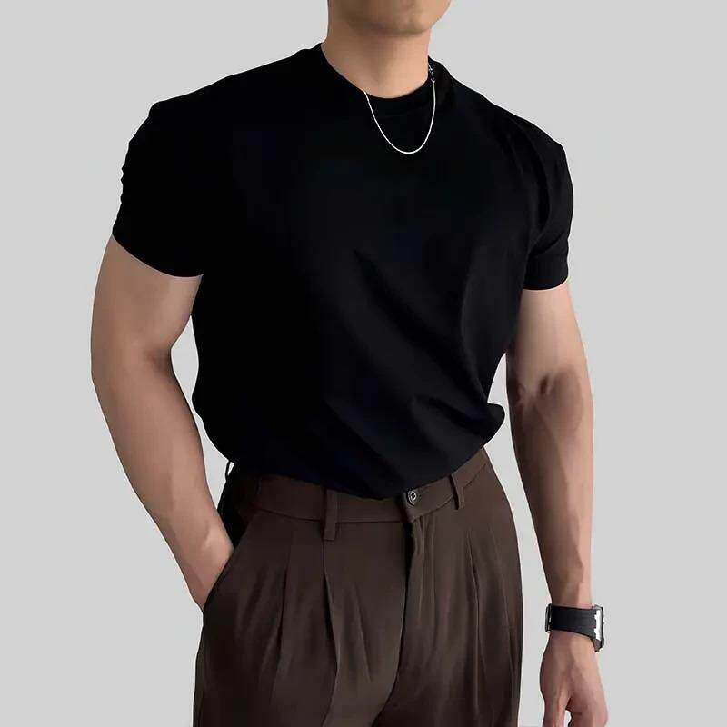 【下单立减50】夏季修身短袖男生圆领美式高街痞帅健身休闲T恤JW2