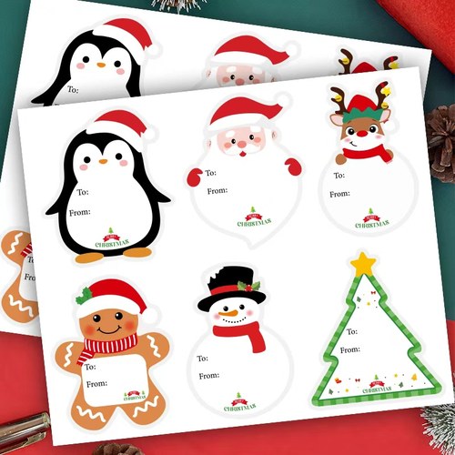 60贴/包圣诞节手写贴纸祝福标签