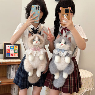 仿真布偶猫娃娃背包玩偶小猫咪毛绒公仔女双肩包玩具儿童生日礼物